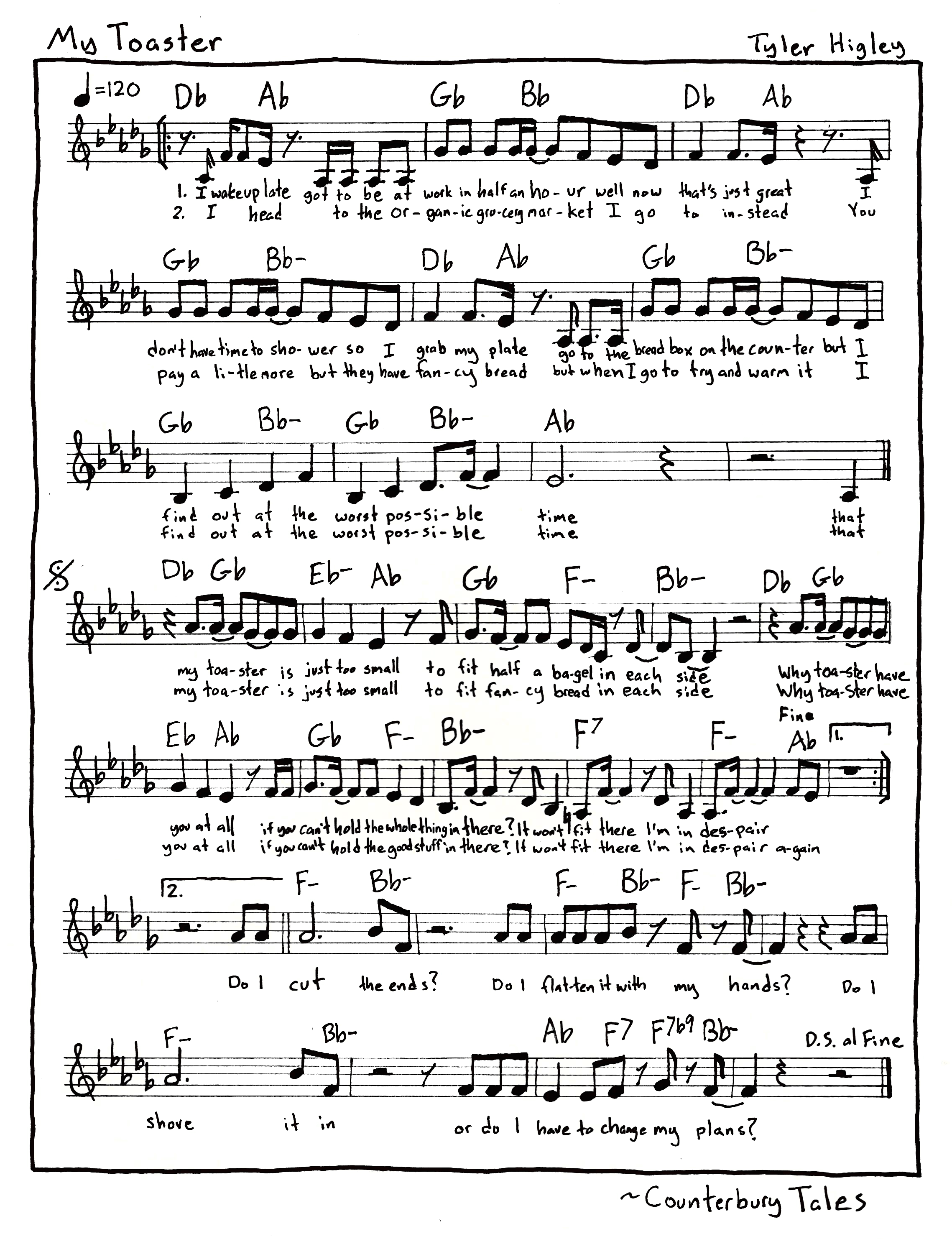 Sheet music for My Toaster